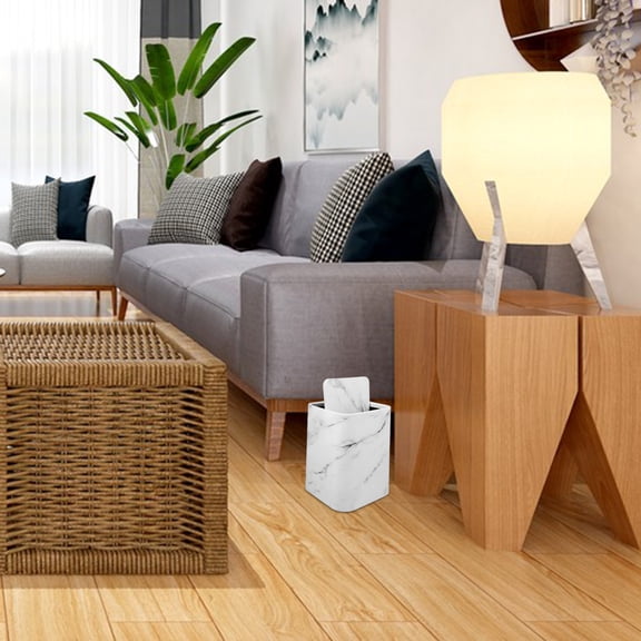 OUNONA Stylish Marble Waste Basket for Kitchen Bathroom and Living Room Use