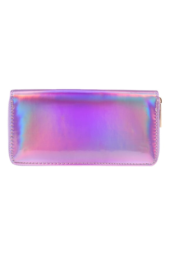Sparkling Sequin Clutch Wallet for Women with Zipper Phone Pocket, Shiny Violet Evening Purse Bag