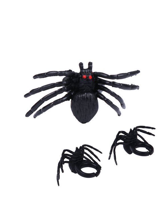 Creative Night Light Spider Ring Black Plastic DIY Party Supplies