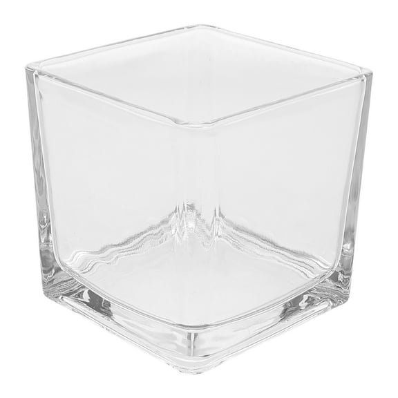OUNONA Square Vase Hydroponic Vase 8.00X8.00X8.00CM Transparent