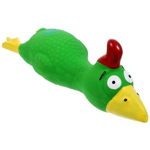 OUNONA Latex Squeaky Chicken Shape Dog Toy Green 1Set