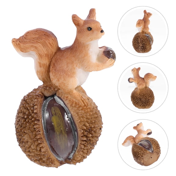 OUNONA Squirrel Figurine Outdoor Garden Decor, Cute Squirrels Table Ornament for Dining Room, Kids Friendly Decoration