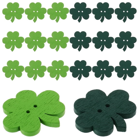 OUNONA St Patrick's Day Wooden Buttons with Irish Shamrock Design for Sewing Crafts and Party Decorations