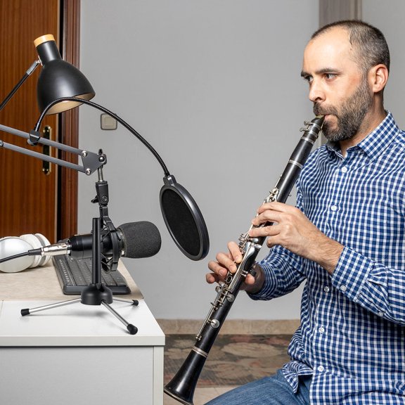 OUNONA Stable Foldable Black Clarinet Stand for Holding Oboe Flute Saxophones and Other Instruments