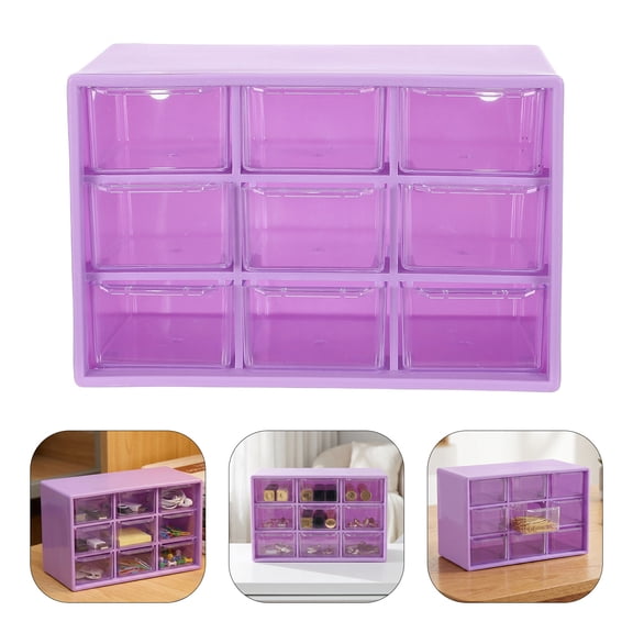 OUNONA Purple Plastic Modular Desktop Drawer Storage Box for Clutter-Free Organization
