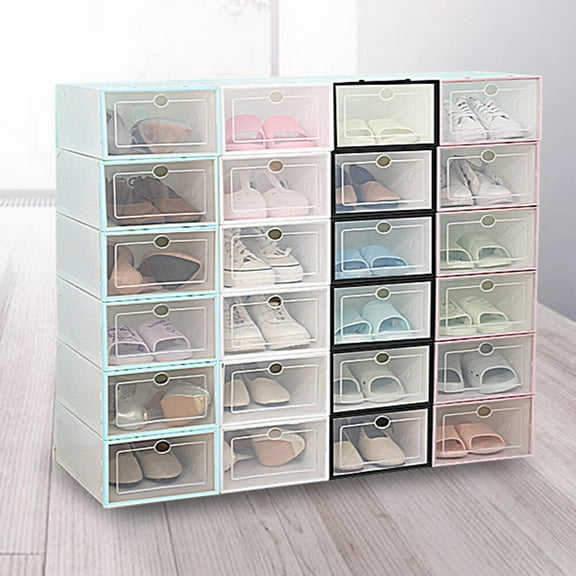 OUNONA Stackable Shoe Storage Box with Clear Design for Easy Viewing and Organization Black Made of PP Material 6 Pieces