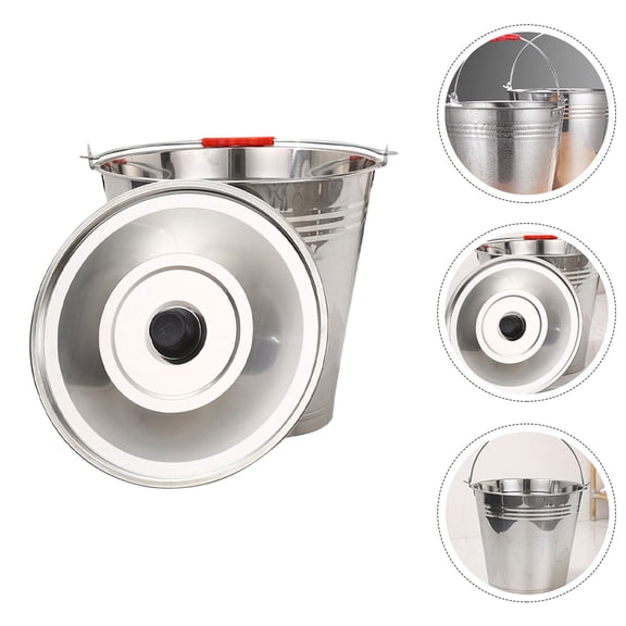 OUNONA Large Capacity Metal Bucket, Assorted Color, Corrosion-Resistant and Sturdy for Home Use with Handle