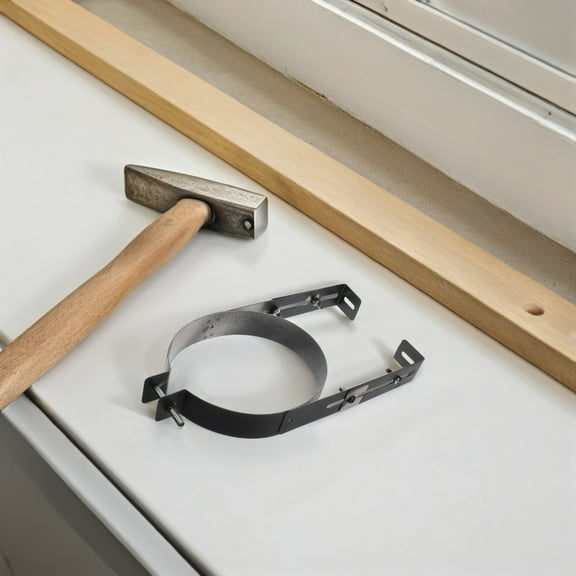 OUNONA Stainless Steel Chimney Pipe Support Bracket 6 Inch Adjustable Vent Wall Strap Metal Stove Pipe Hanger For Single Wall Pipes