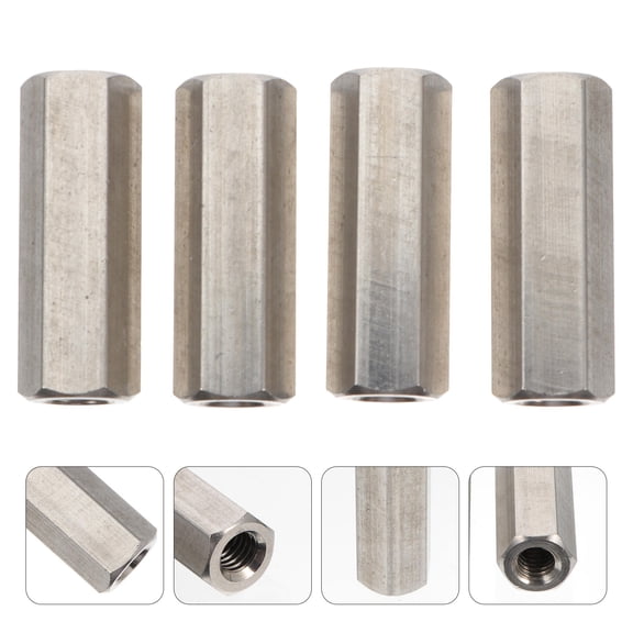 OUNONA Stainless Steel Coupling Nut Nut Connector Hexagon Female Thread Indoor Use 4pcs