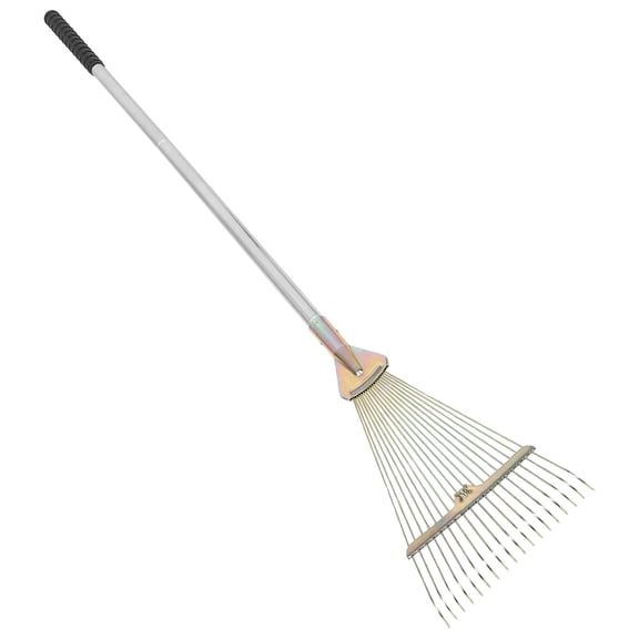 OUNONA Stainless Steel Hand Rake for Gardening with Comfortable Handle Efficient Leaf Collection for Home Use Silver