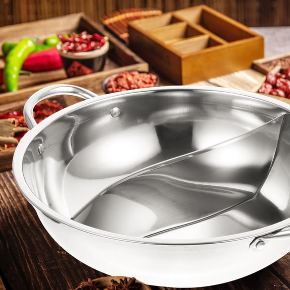 OUNONA Stainless Steel Double Flavor Hot Pot Cooker, 1-Pack for Convenient and Cooking Meals