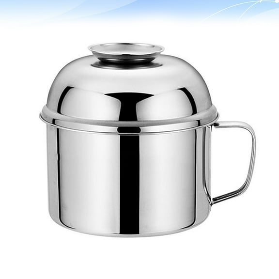 OUNONA Stainless Steel Instant Noodle Cup for Kitchen Use Silver Double-Deck Design 14cm