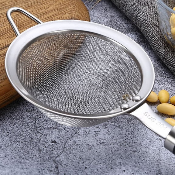 OUNONA Stainless Steel Sieves Fine Strainers for Kitchen with Handle Silver Lightweight Rust Resistant 3PCS