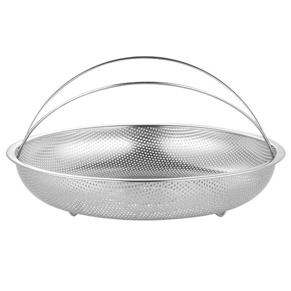 OUNONA Compact Stainless Steel Steamer Basket for Home Use with Handle and Perforated Side