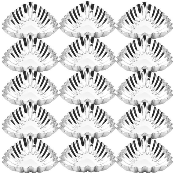 OUNONA Stainless Steel Tart Molds for Home Use Silver Color 20 Pcs 3.54 Inch