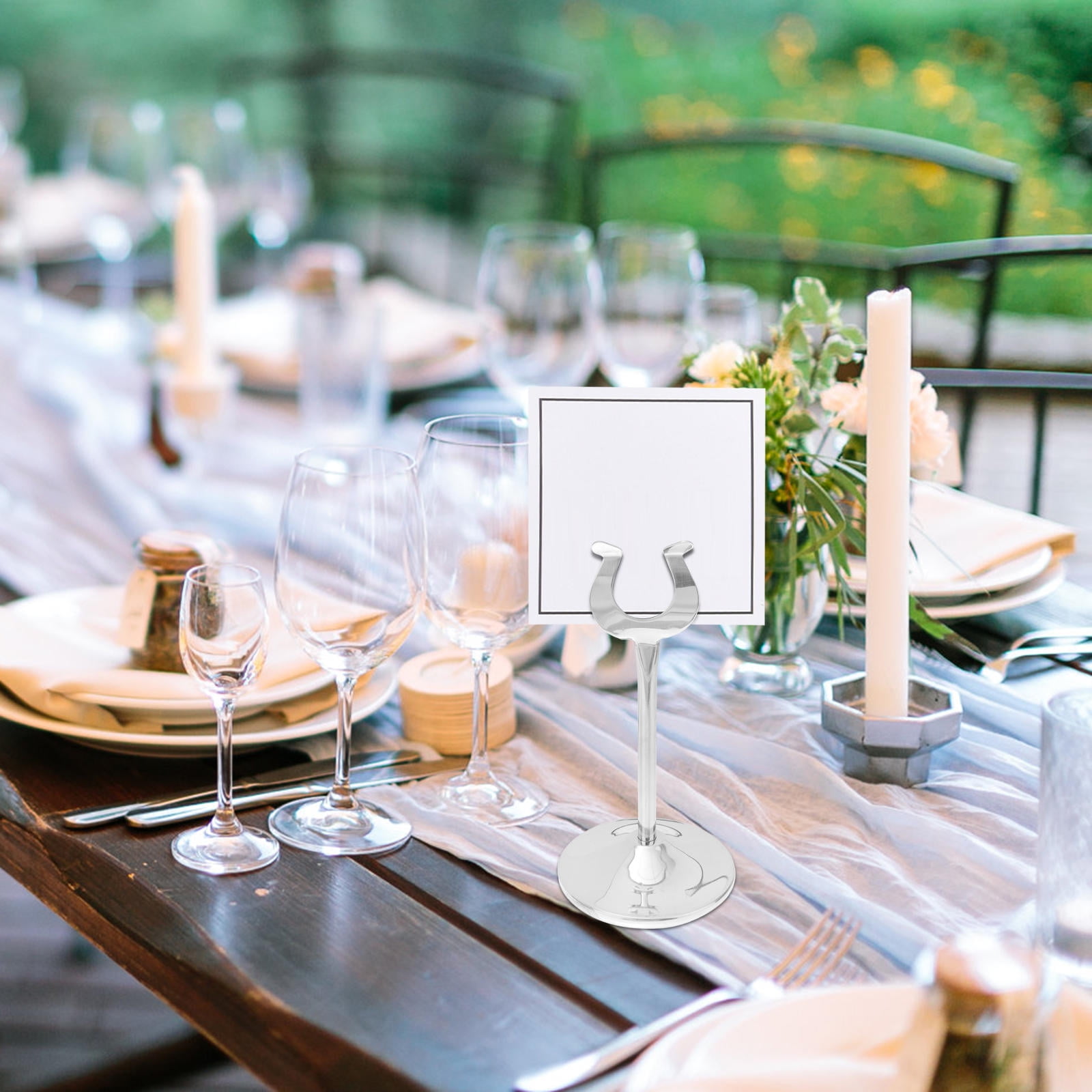 Standing Party Table OUNONA Plated Stainless Steel U-Shaped Place Card Holder, Table Name ...