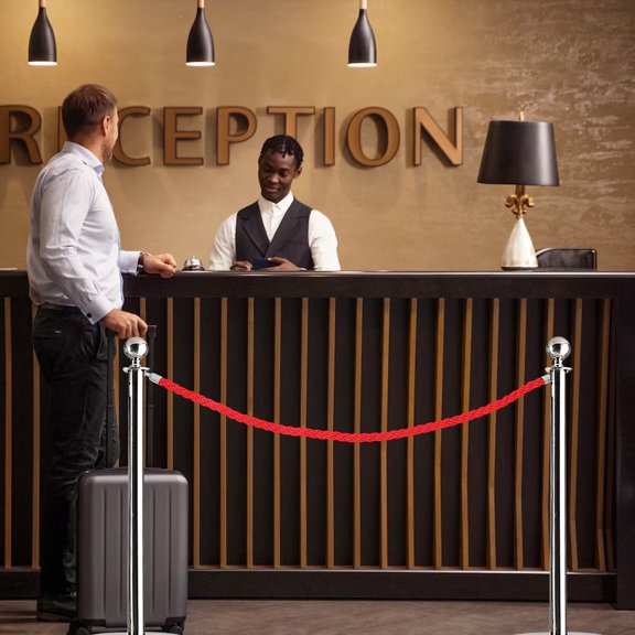 OUNONA Stanchion Rope With Stainless Steel Hooks Crowd Control Stanchion Post Queue Line Barrier Velvet Hanging Ropes Theaters Hotels Grand Openings