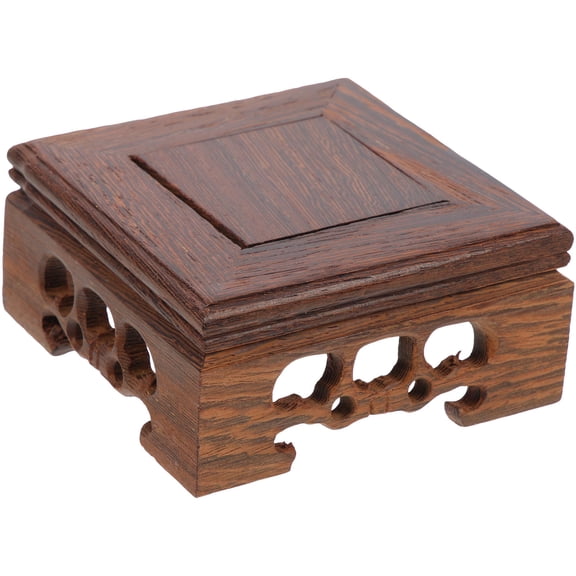 OUNONA Wooden Tabletop Display Stand Coffee Color for Vase Statue and Teapot Decor