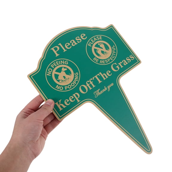 OUNONA Stay Off Grass Sign Double Sided Metal Yard Stake Weatherproof Lawn Warning