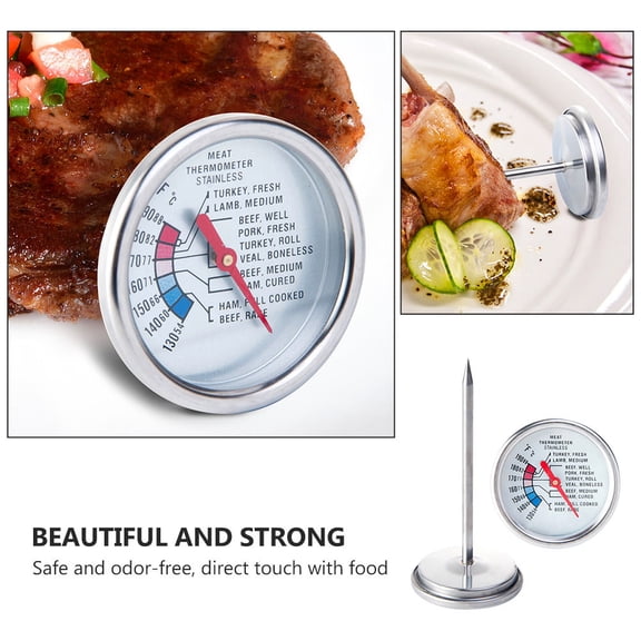 OUNONA Steak Thermometer with Clear Pointer Scale Stainless Steel Kitchen Probe
