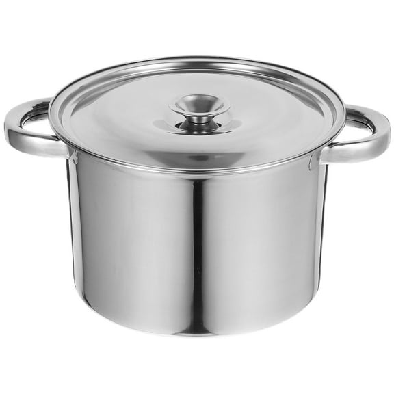 OUNONA Stock Pot With Lid Stainless Steel Stockpot With Double Handle Induction Pot For Cooking Simmering Soup Pasta Sauce 18 cm