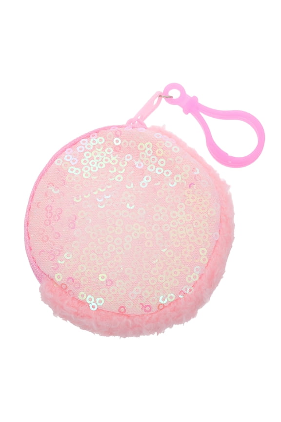 Small Purse With Zipper Sequins Pink For Women Sports 1Pcs 6.2x3.1x0.9In