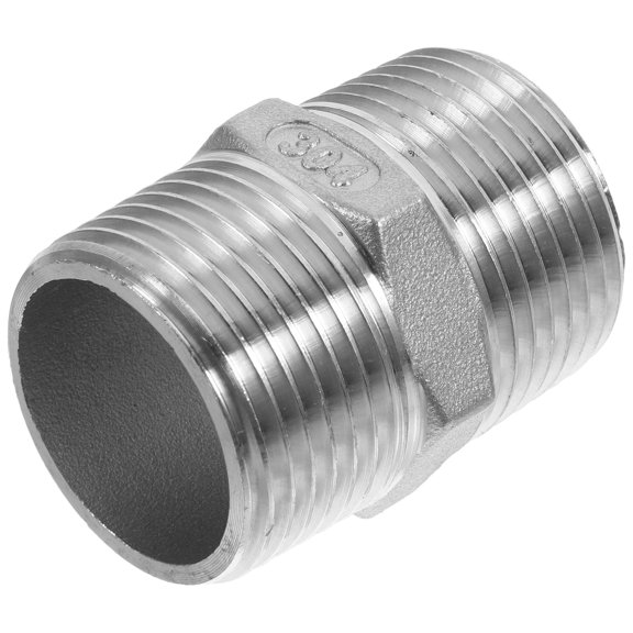 OUNONA Straight Stainless Steel Pipe Coupling Adapter for Versatile Plumbing and Irrigation Use