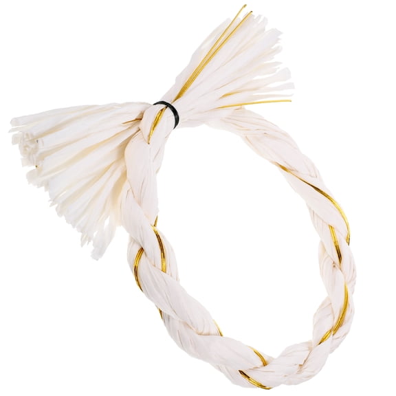 OUNONA Straw Rope Wreath Macrame Japanese Shimenawa Party Decoration 16x16x1.5cm White