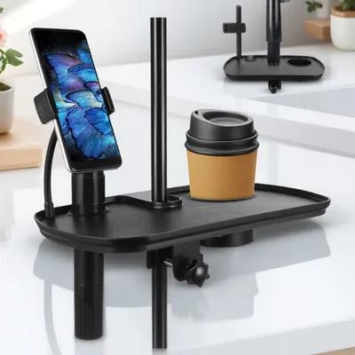 OUNONA Microphone Stand with Convenient Cup Holder Tray for Live Sound, Broadcasting, and Studio Use