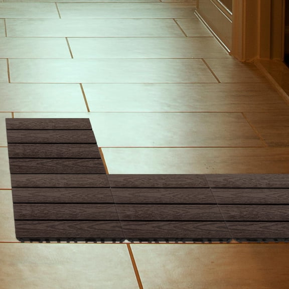 OUNONA Plastic Interlocking Floor Tiles for Outdoor Deck, Garden, Patio, and Balcony