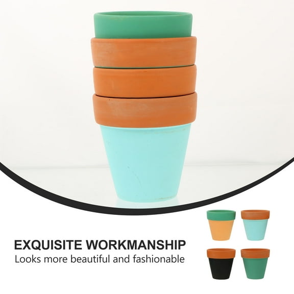 OUNONA Mini Plant Flower Pot Set - Indoor Outdoor Small for Cactus, Herbs, Floral Containers