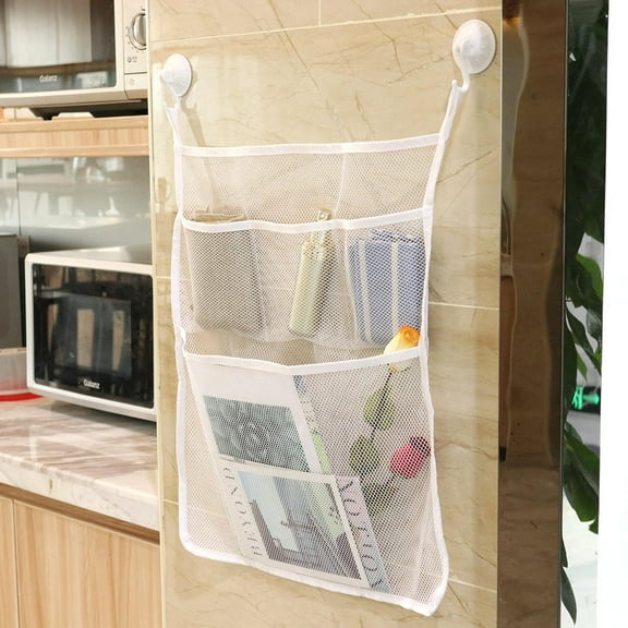 OUNONA Suction Cup Storage Bag Mesh Net Storage Bags Child White
