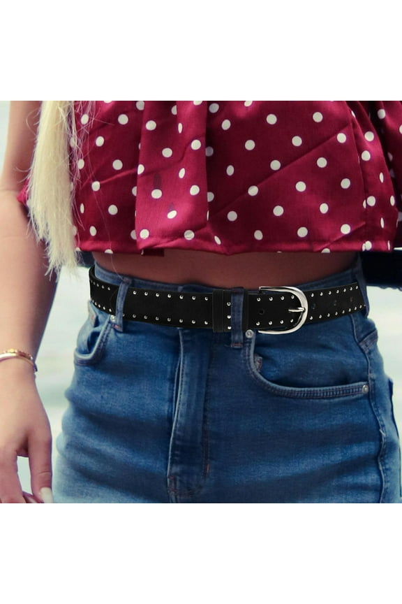 Suede Studded Western Style Belt With Buckle For Women Punk Waist Belt Zinc Alloy For Trendy Jeans Dresses And Cosplay Fashion Accessories