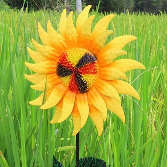 OUNONA Sunflower Windmill Box for Outdoor Garden Spinners Colorful Decoration