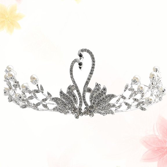 OUNONA Rhinestone Hair Crown Tiara Alloy Silver Headpiece for Women 1Set