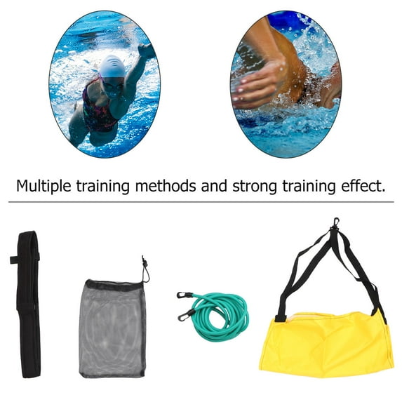 OUNONA Swim Resistance Belt for Training with Elastic Tubes and Storage Bag Green 4 Meter Style