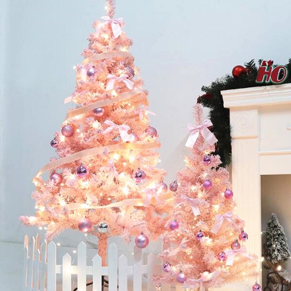 OUNONA Pink Flocking Christmas Tree Decoration Artificial Cedar Tree for Home and Holiday Decor