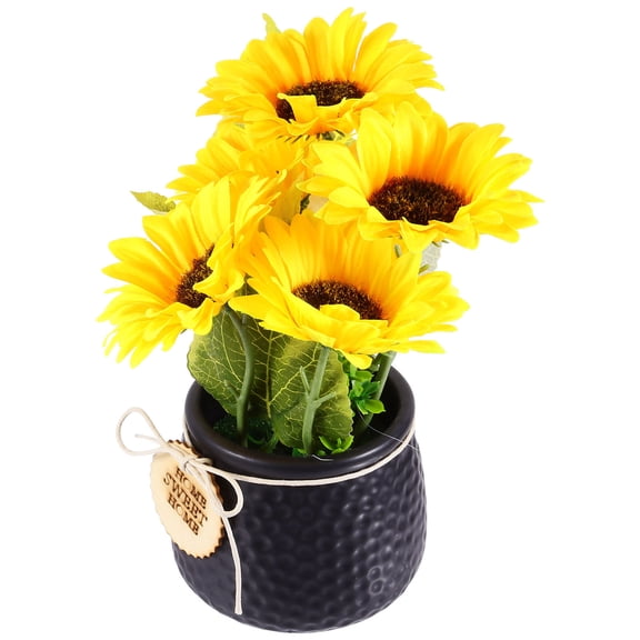 NUOLUX Imitated Sunflower Bonsai Assorted Color Silk Ceramic Indoor Decor 1Pc