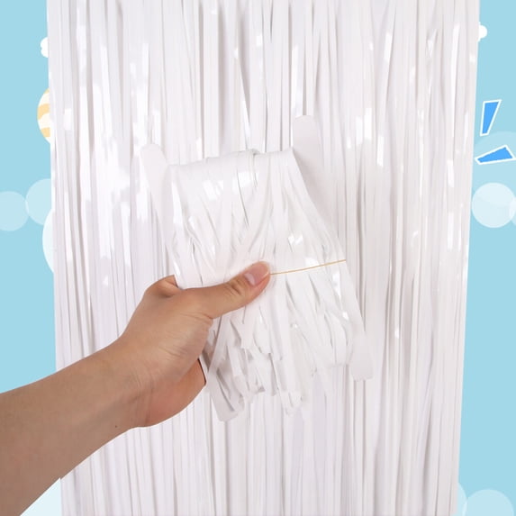 Tineasur White Tassel Table Skirt, Decorative Tablecloth Skirt for Party, Wedding, Event, 1 Piece