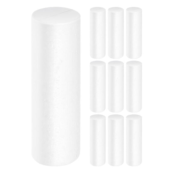 OUNONA Tehaux 10-Pack White Foam Cylinders Ideal for Crafts, Holiday Projects, and Design Activities