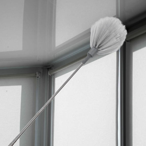 OUNONA Telescoping Duster with Extension Pole Gray Durable Plastic Ceiling Cleaner for High Ceilings and Cobwebs