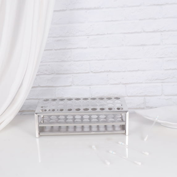 OUNONA Test Tube Rack Organizer for Laboratory Storage Use Made of Aluminum Silver Color 40x15.5