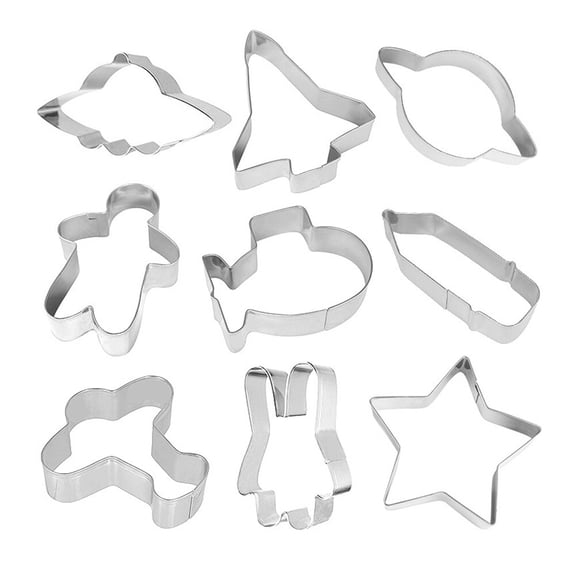 OUNONA Theme Baking Mold for Home Use Silver Stainless Steel Reusable 9 Pcs Set