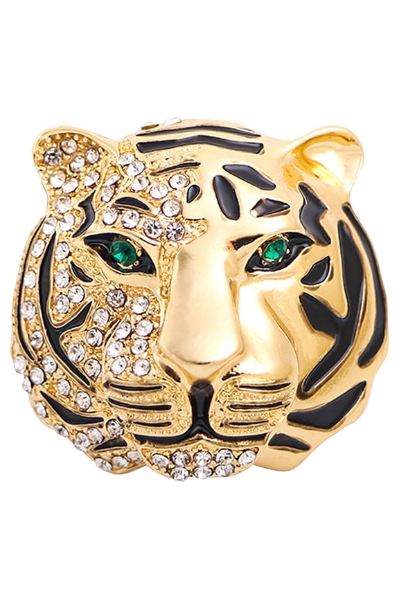 Tiger Brooch with Rhinestone Inlay, Fashionable Animal Design Accessory for Clothing, Jackets, and Apparel