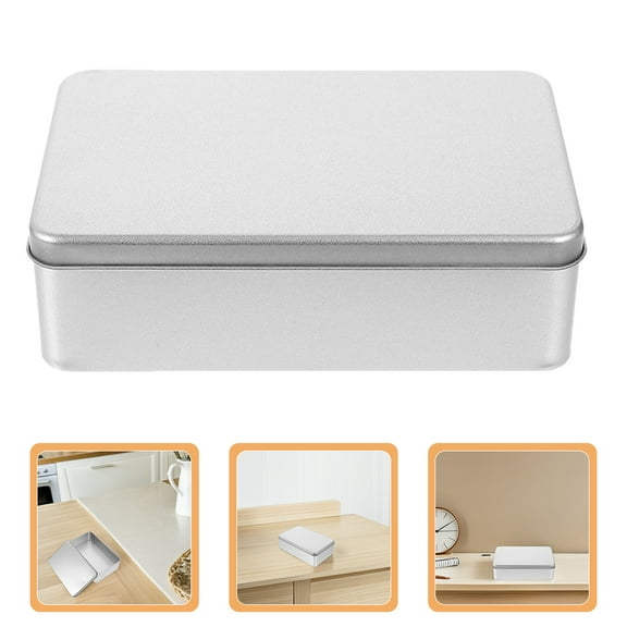 OUNONA Tin Box Metal Box Cookie Tin With Lids Rectangular Tinplate Can Storage Container For Crafts Jewelry Cookies Pencils Biscuit Cards Small Items Chocolate