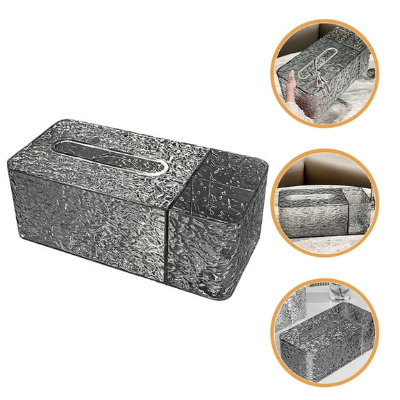 OUNONA Tissue Boxes Tissues Cube Boxes Paper Storage Box 25.2X12.2X9.5CM Grey