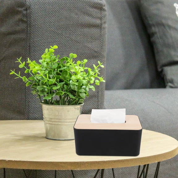 OUNONA Tissues Boxes Square Tissue Box 21.00X13.00X9.00CM Black