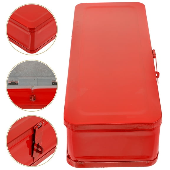 OUNONA Thickened Iron Metal Tool Box Organizer Case Portable Durable Storage Box for Car