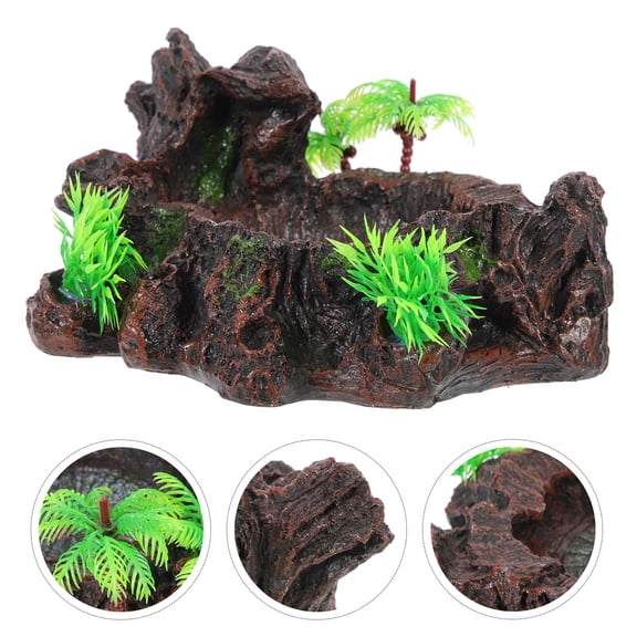 OUNONA Tortoise Bowl Turtle Water Dish Integrated Reptile Decoration