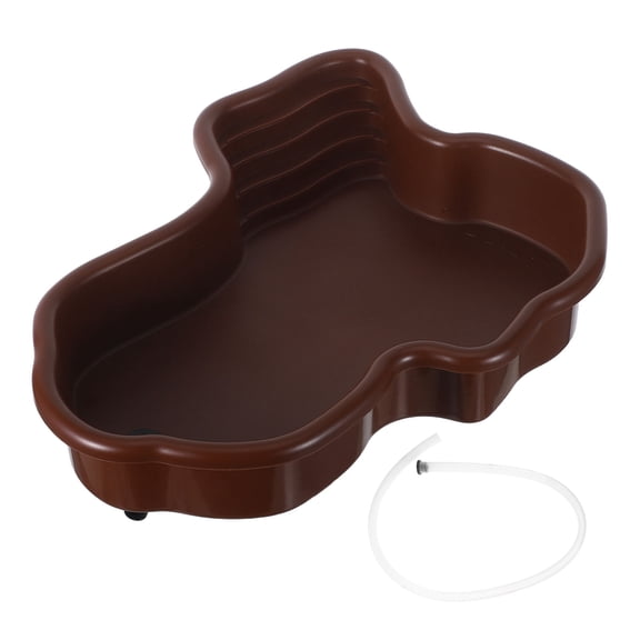 OUNONA Light Brown Turtle Feeding Dish with Wide Edges for Easy Cleaning